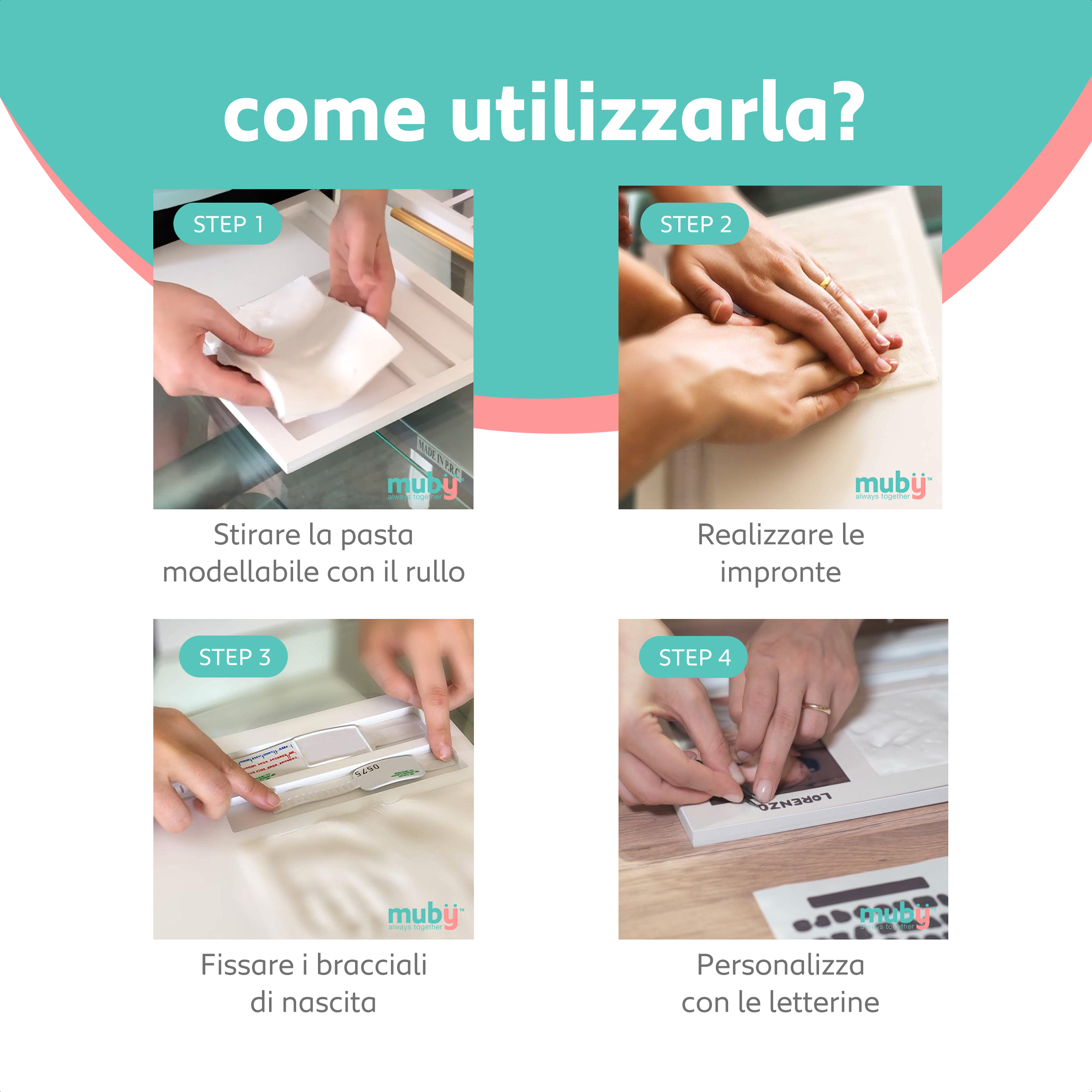 Cornice con Impronte Neonato e PORTA BRACCIALI DI NASCITA Idea regalo Nascita e Battesimo