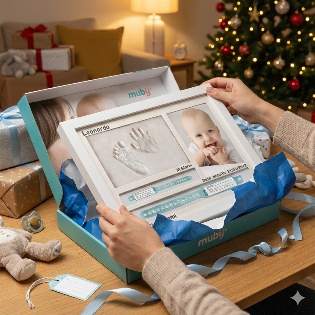 Cornice con Impronte Neonato e PORTA BRACCIALI DI NASCITA Idea regalo Nascita e Battesimo